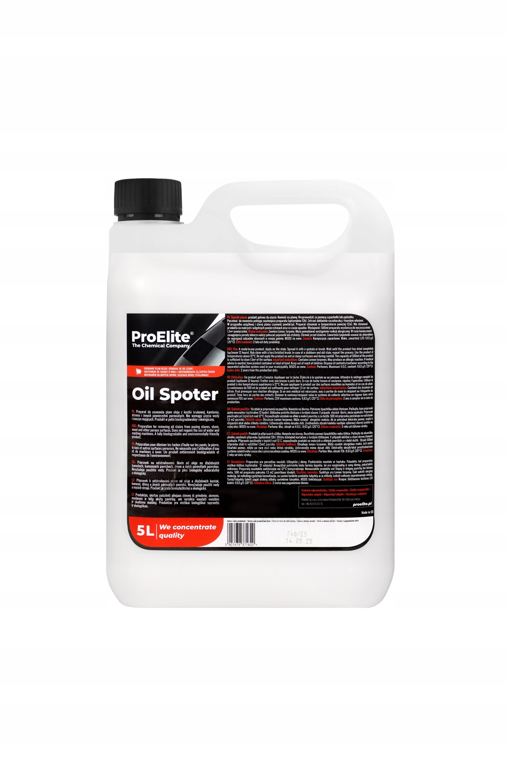Wysoce wydajny środek do usuwania oleju z kostki Oil Spoter 5L ProElite
