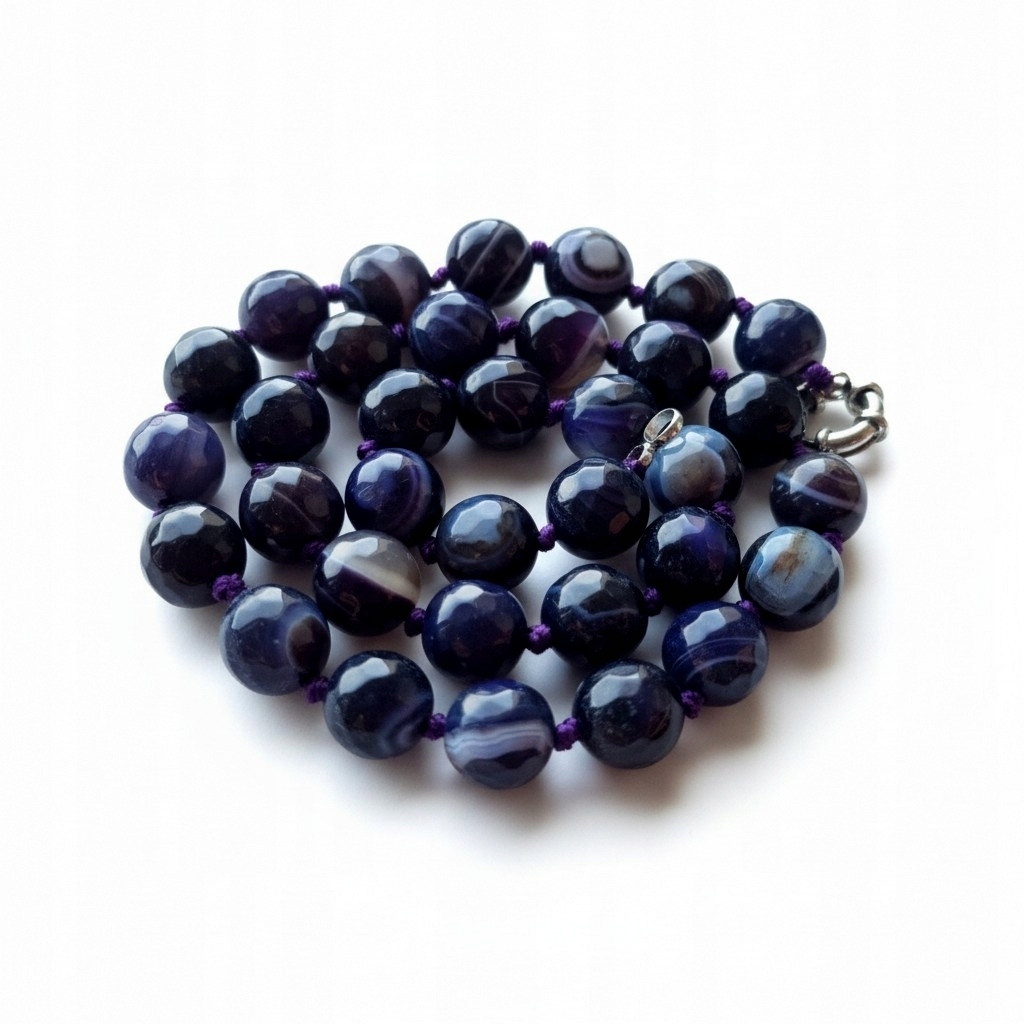 Vintage Přírodní Fialový Achát Brazilský Náhrdelník Samadhi Dobrá Aura