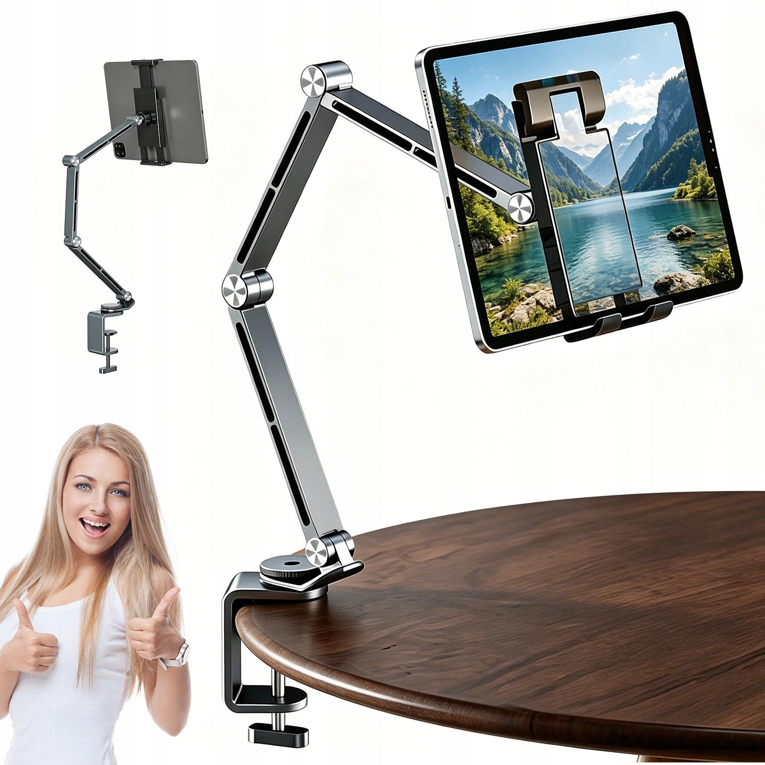 Držák Na Stůl Stativ Rameno Na Pracovní Desku Telefon Tablet Nastavitelný Hliník