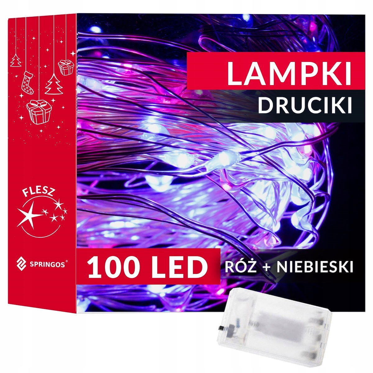 

Lampki Na Choinkę Baterie Światełka 100LED Druciki