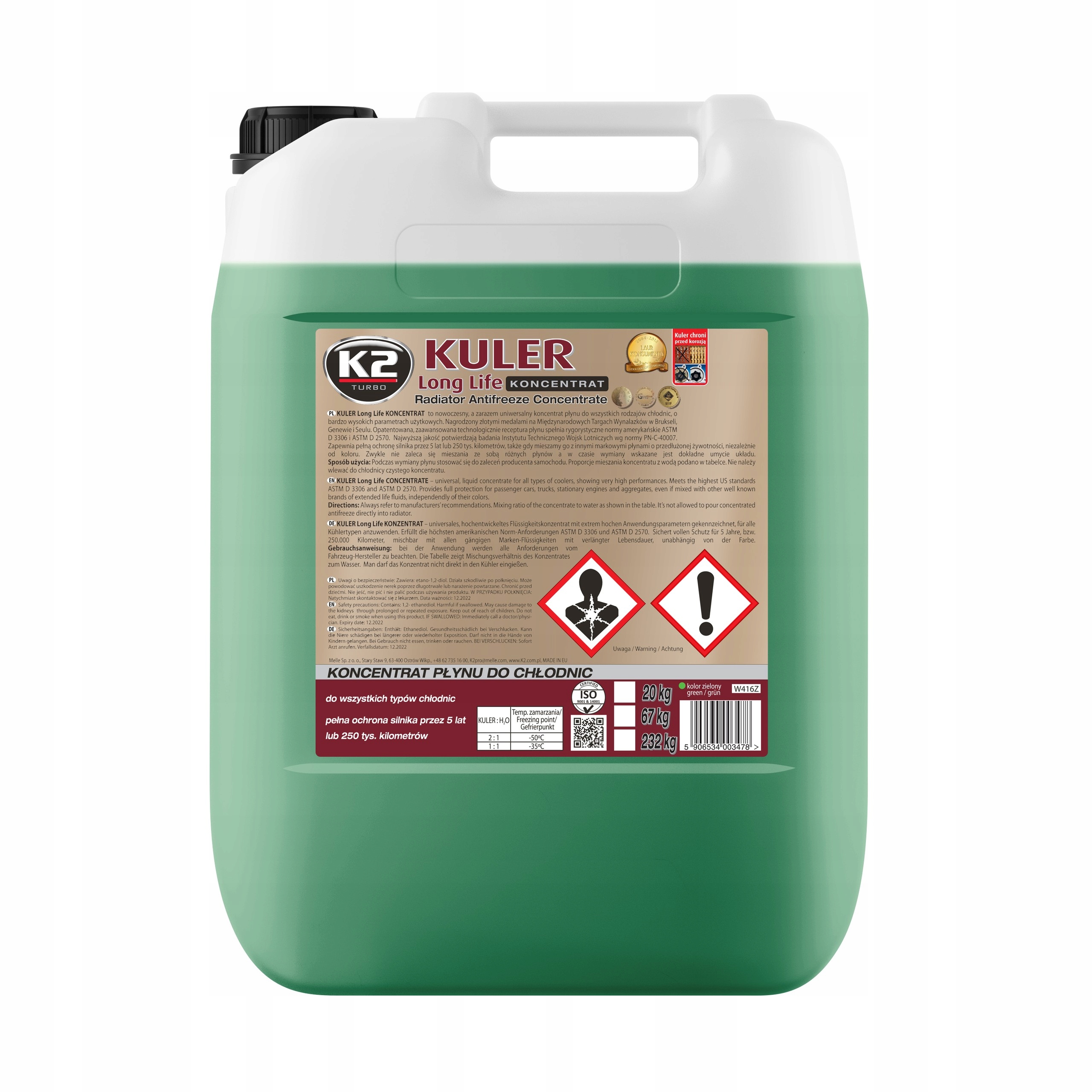 KULER 20KG ZIELONY KONCENTRAT PŁYNU DO CHŁODNIC