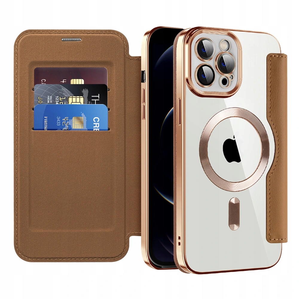Techsuit SmartMag Book etui na iPhone 12 Pro brązowe