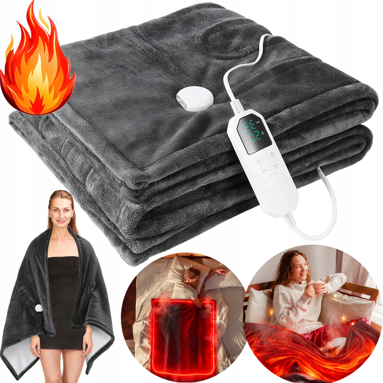 Ciepły Koc Elektryczny Z Flaneli, Sterowanie Temperaturą