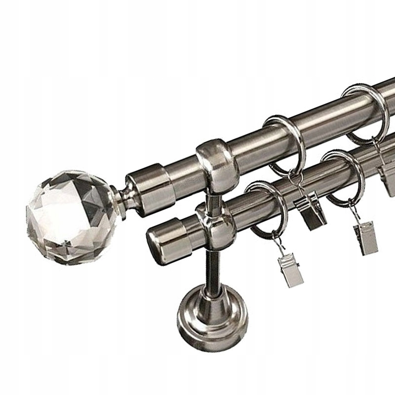 

180 karnisz Srebrny 19+19 mm z żabkami