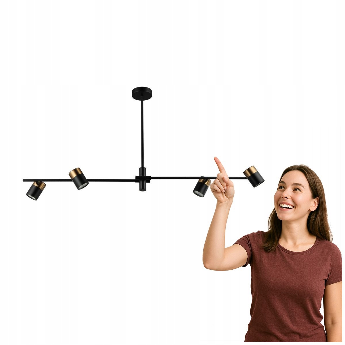 Stropná lampa s reflektormi Elice PND-58892-4-BK-BRO Italux