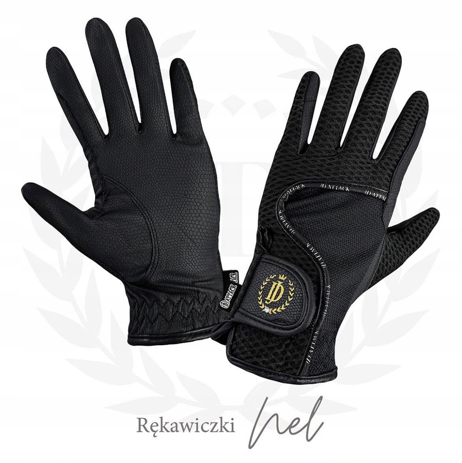 Rękawiczki jeździeckie letnie perforowane Nel Jd Attack czarne Xxs