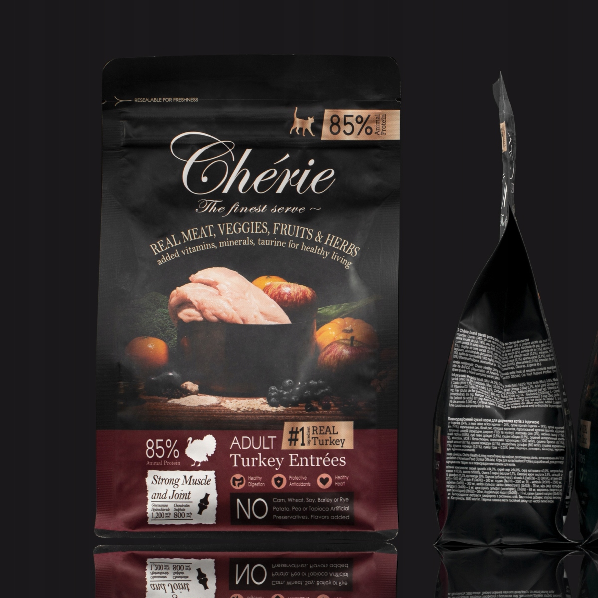 Levně Chérie pro kočky – Suché krmivo, Krůta Entrées, pro dospělé kočky, 2 kg