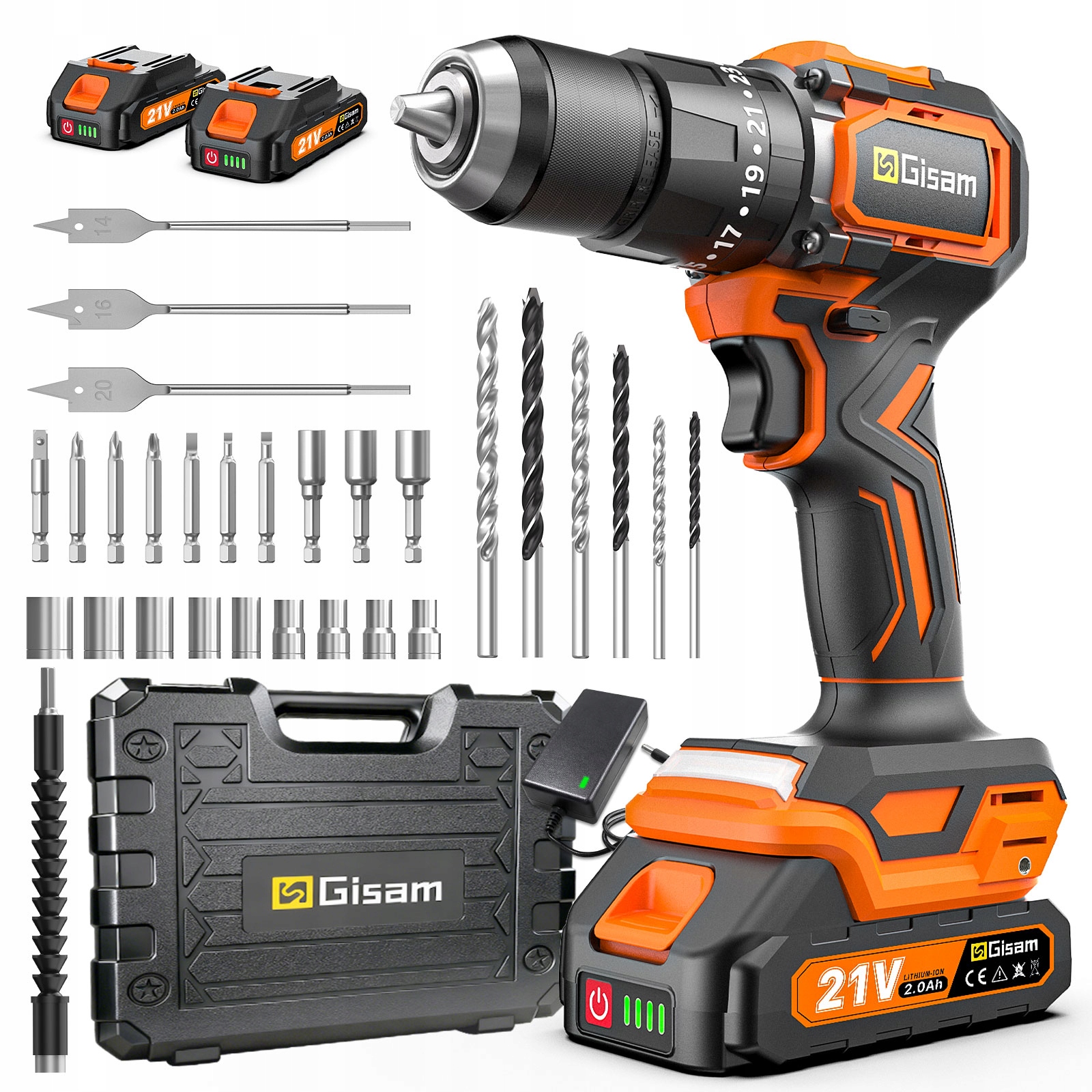 Wiertarko-wkrętarka Akumulatorowa Bezszczotkowa Wkrętarka Udarowa Bezszczotkowa Mocna 2XAKU