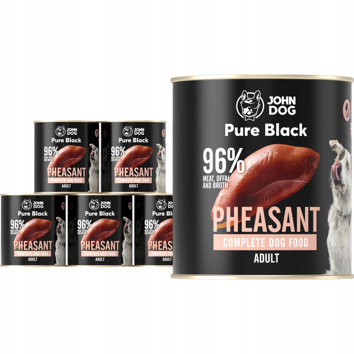 Levně Mokré krmivo John Dog Pure Black s bažantem 6 x 800 g