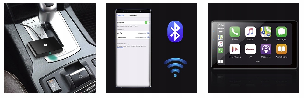 BEZPRZEWODOWY ANDROID AUTO ADAPTER Mini WIFI BT Montaż niestandardowy