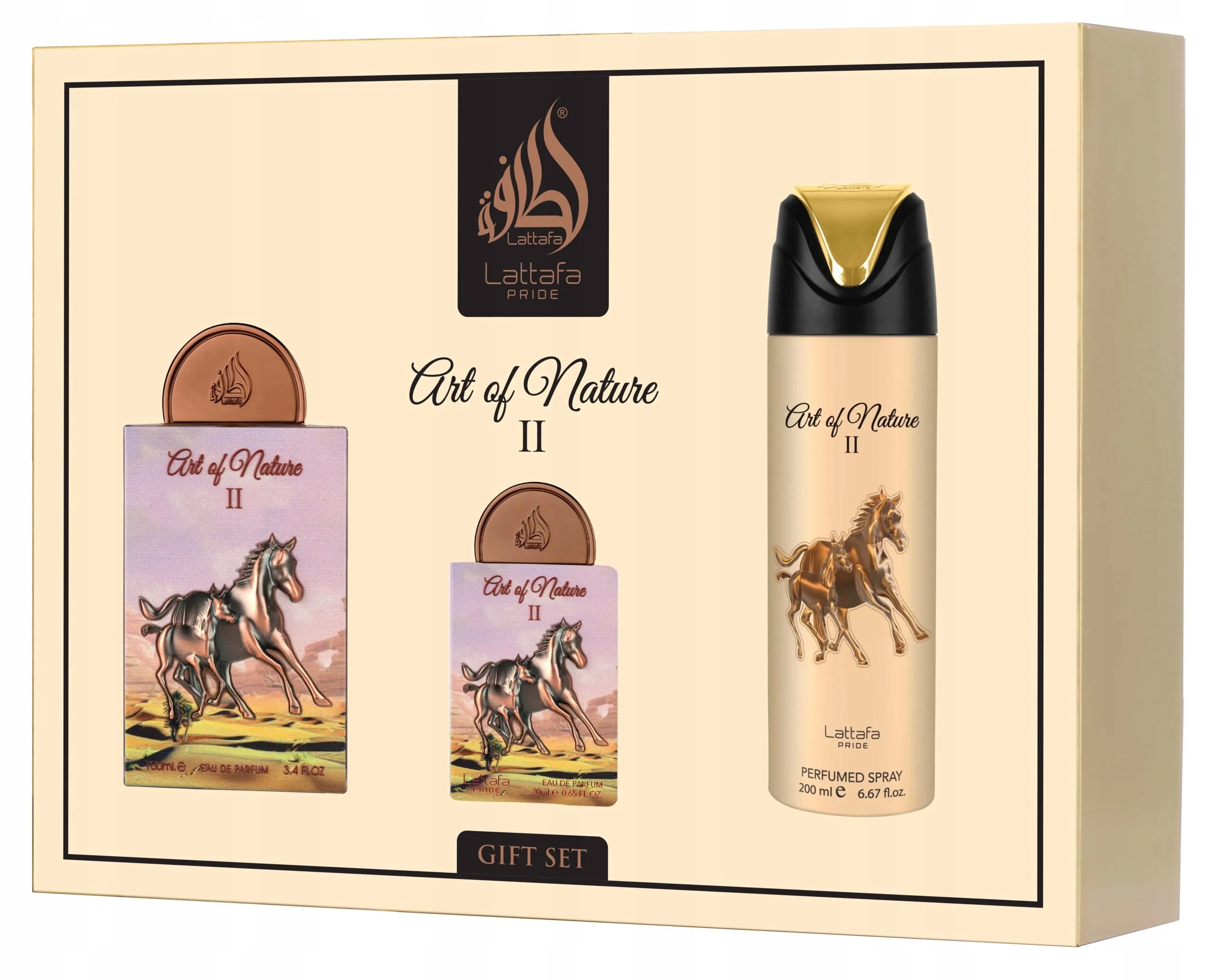 Set Lattafa Art Of Nature II 100 ml Edp 20 ml Edp deodorant 200 ml