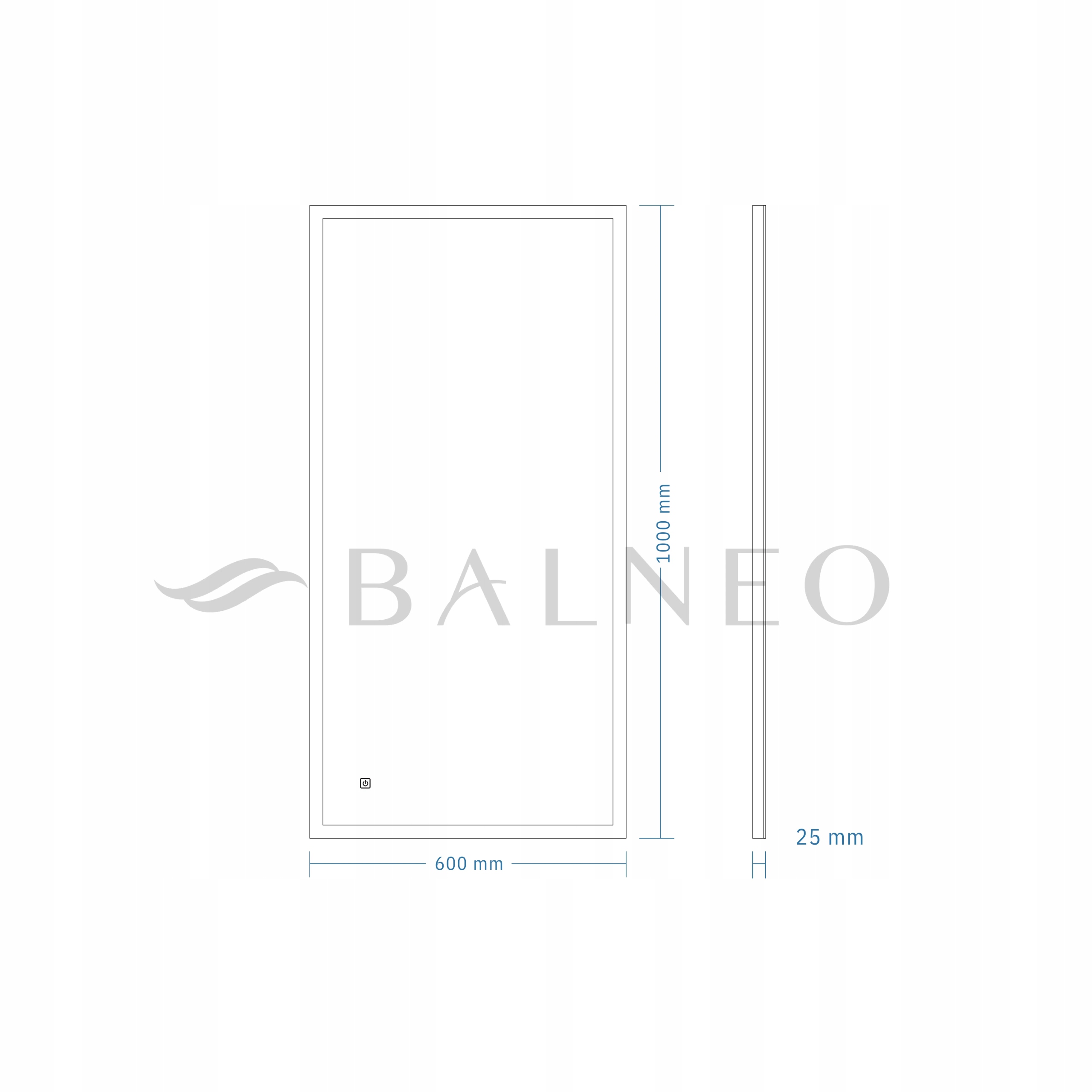 Lustro ścienne Balneo prostokąt 60 x 100 mm Wykonanie gotowe
