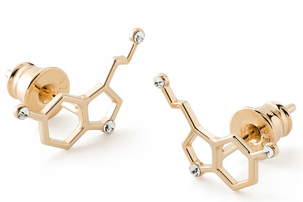 Kolczyki Srebrne 925 Serotonina Z Kryształami 18K Złoto Pozłacane Giorre