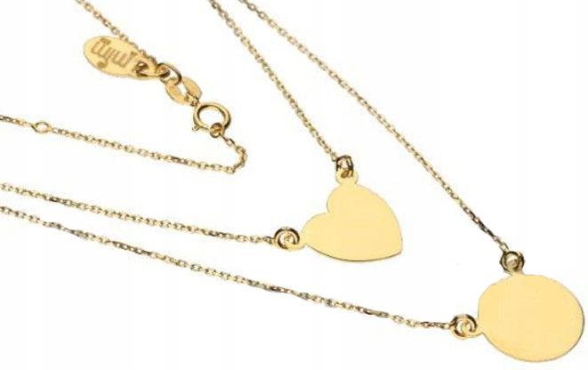 Stříbrný pozlacený náhrdelník 925, srdíčko a plech, elegantní módní vzor