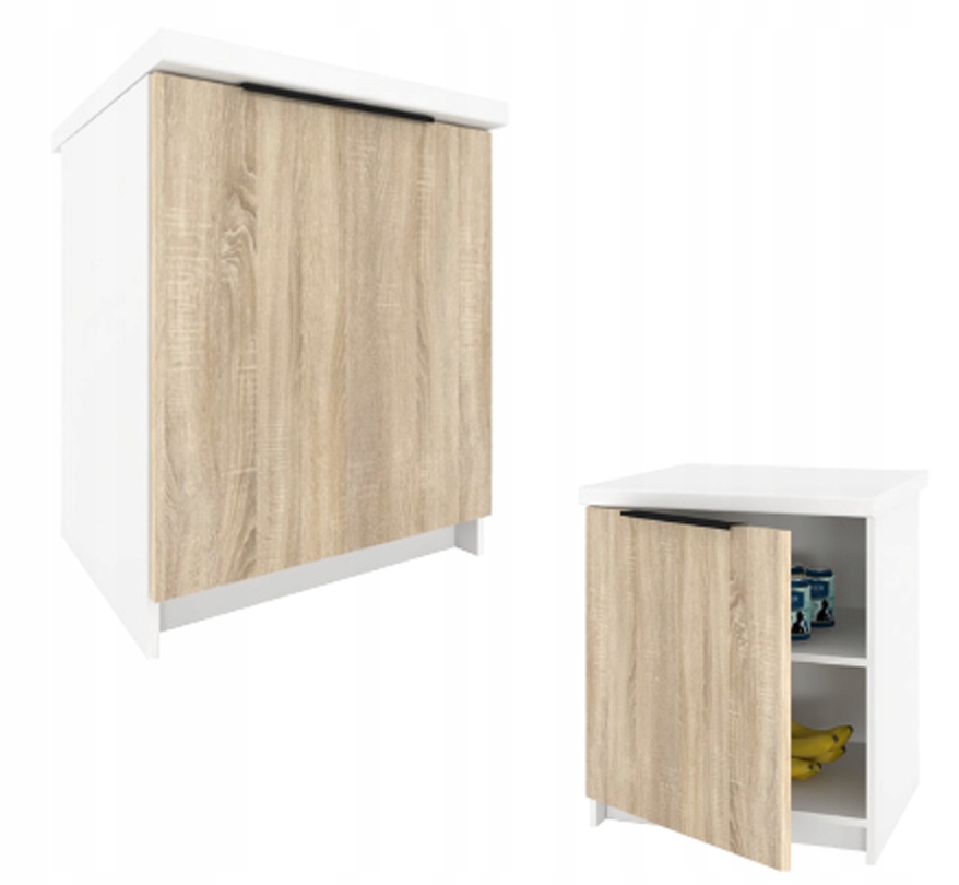Dolní kuchyňská skříňka Kira Bílá Sonoma 60 cm s deskou S Tlumením Dovírání
