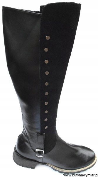 BnW Oficerki ze skóry cholewka 44 płaski 3 cm Rozmiar 44