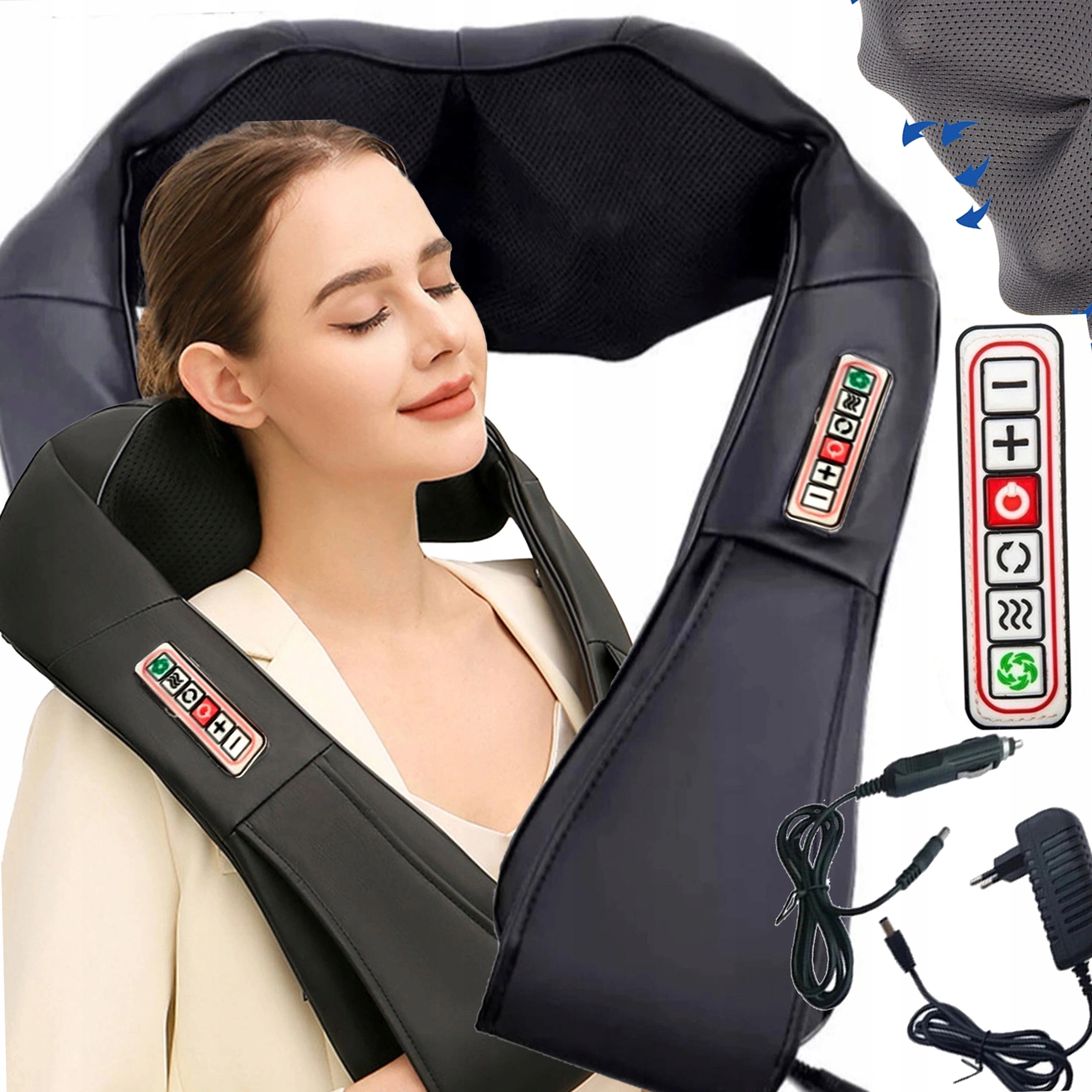 Masażer Szyi Karku Ramion Pleców Shiatsu Głowice Sprężynujące Do Masażu