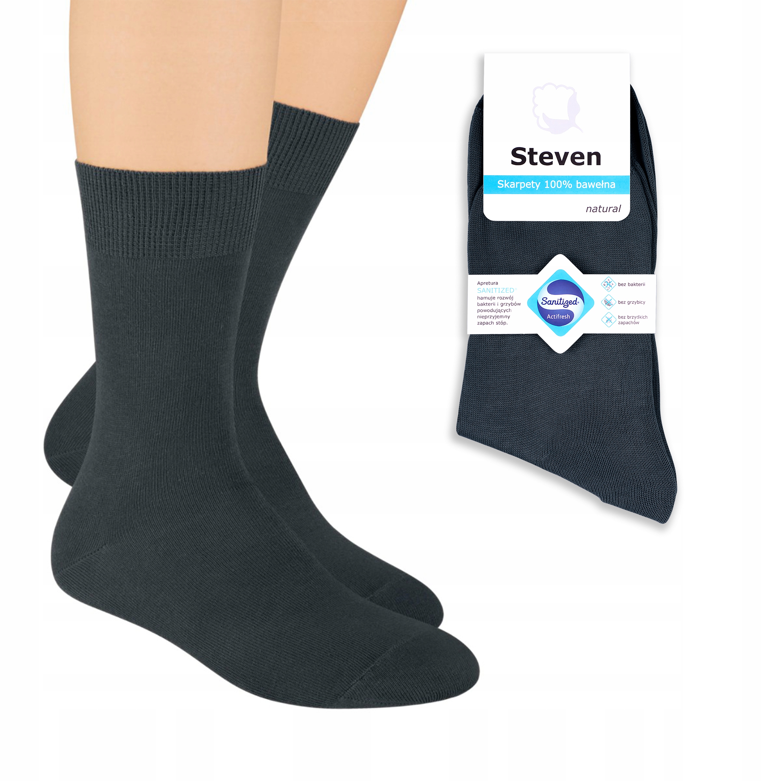 

Steven 055 Skarpety 100% Bawełna Grafitowy 41-43