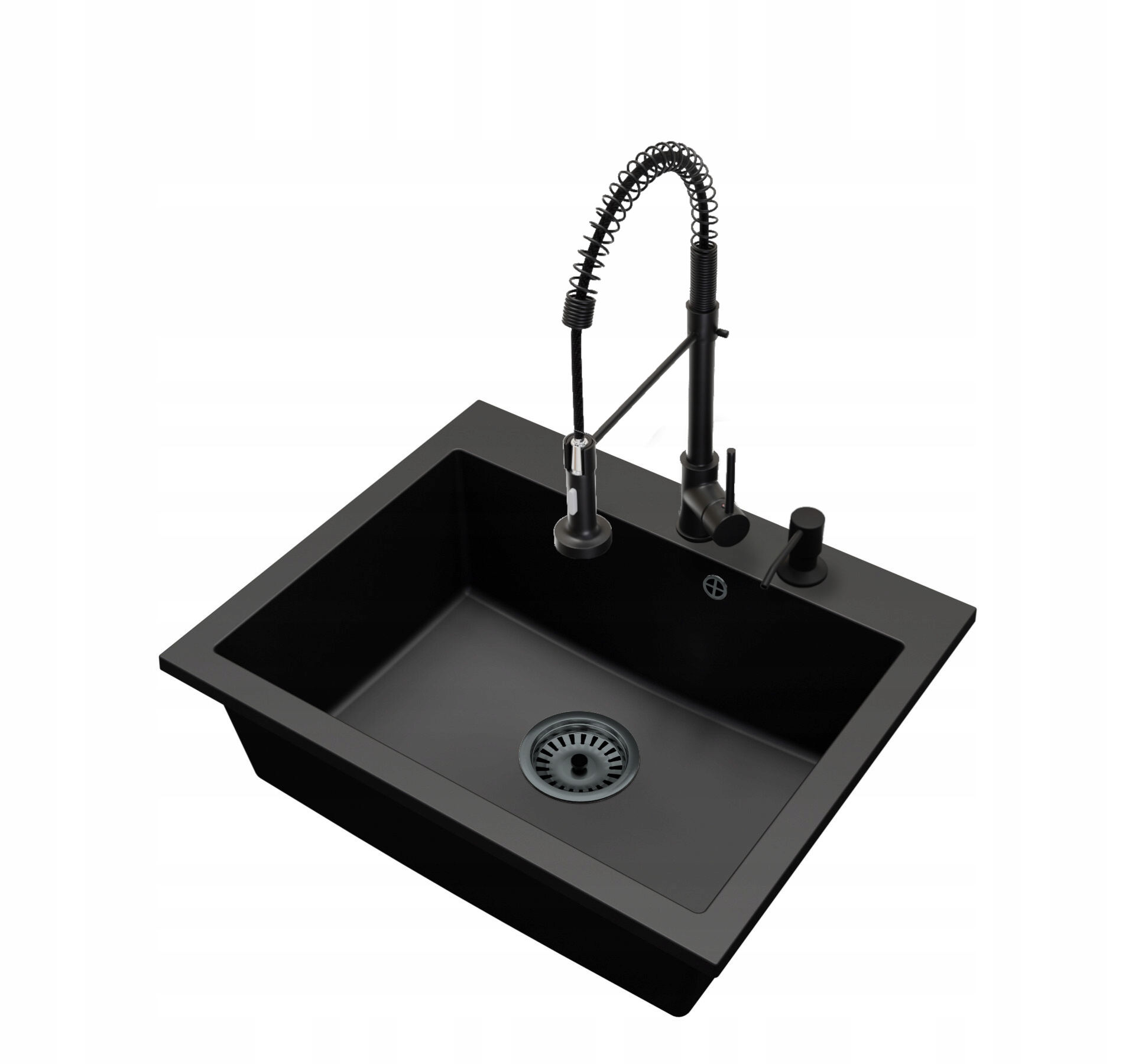 Jednokomorový dřez Brado Elite 60 Baterie Spiral Dávkovač Sifon Č.