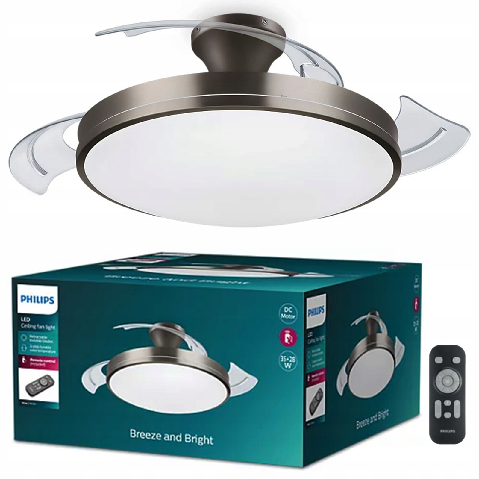 Stropná lampa Stropné Svietidlo s Led ventilátorom 28+35W 2700-5500K Nikel Philips