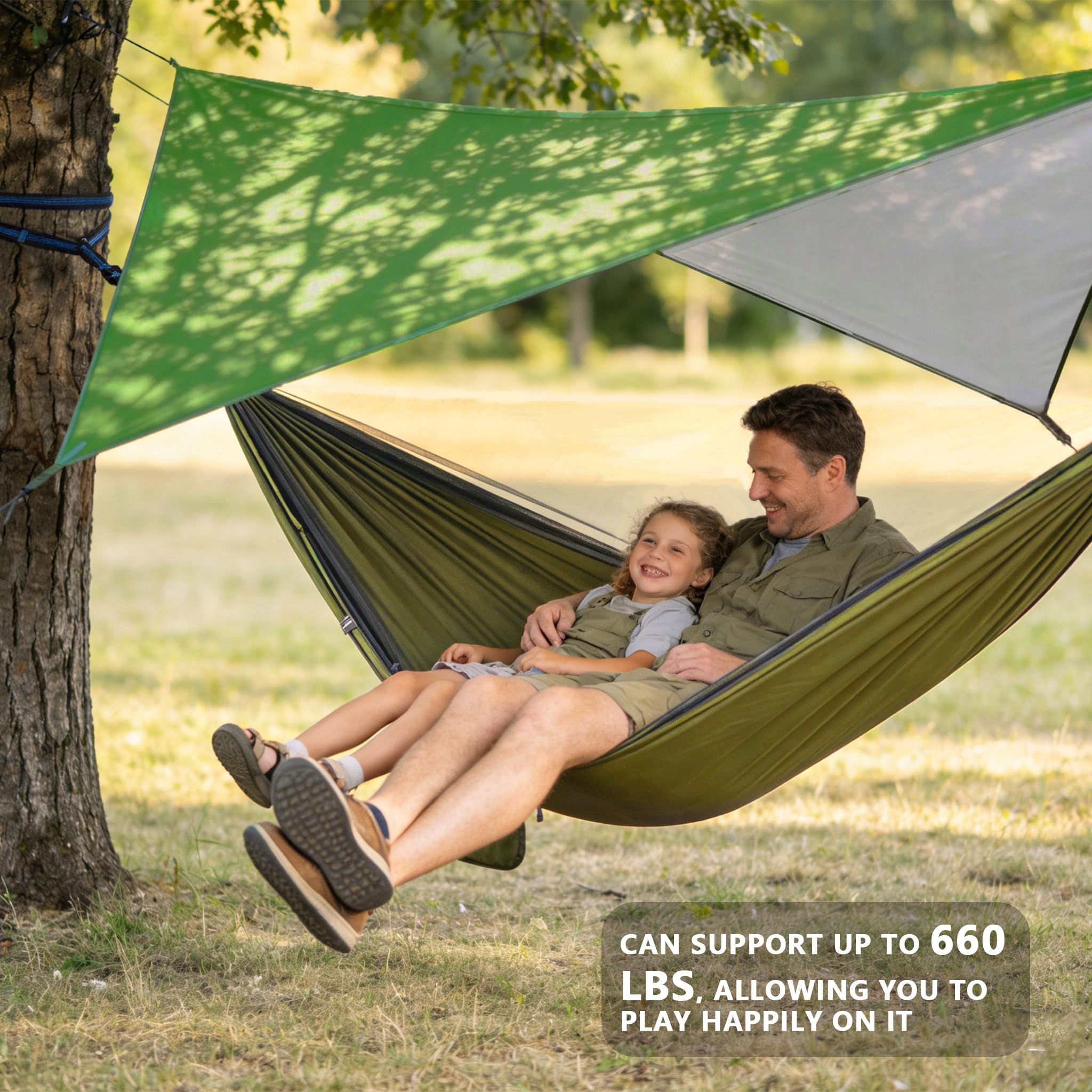 OUTDOOR Hamak z Moskitierą i Zadaszeniem Szybkoschnący Nylon na Kemping — miniatura 6