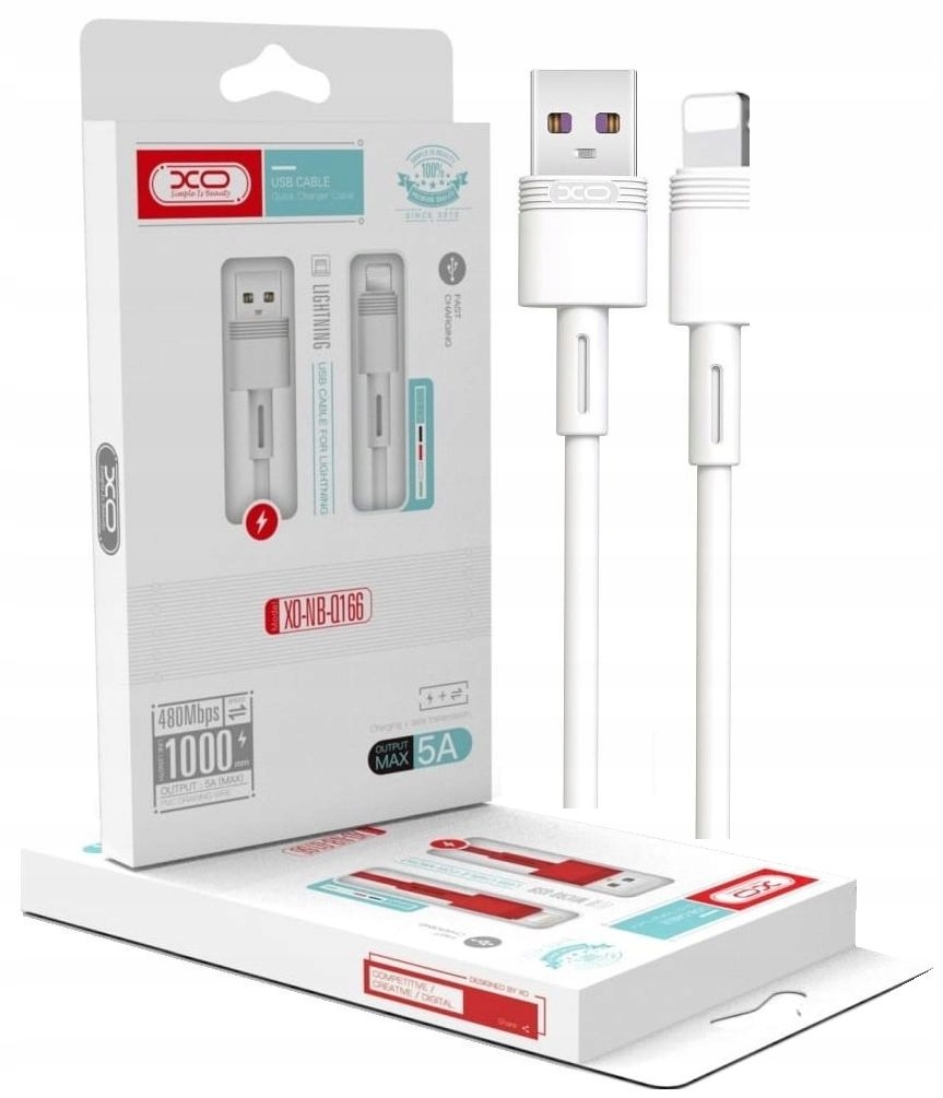 Kabel USB Lightning 1m 5A do Ładowarki Telefonu Apple Iphone Quick Charge