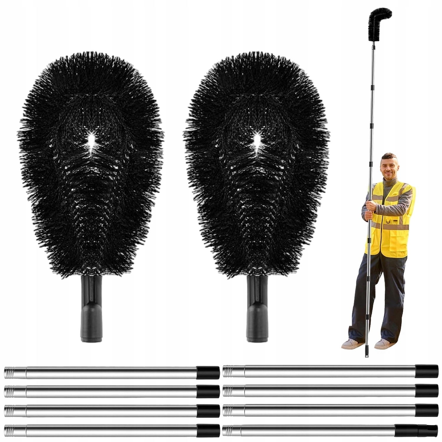 Levně Teleskopický Kartáč Na Okapy 310 CM S Vyměnitelnými Hlavicemi, 2 X Hlavice