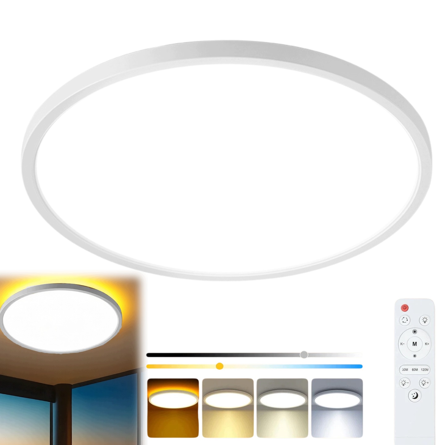 stropní svítidlo Led Stropní Svítidlo Ring Bílá regulace Barvy Světla Moderní 24W