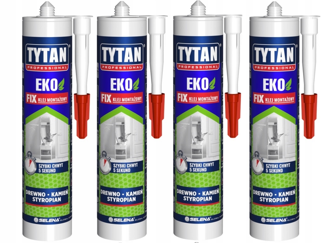 4xTYTAN Eko Fix Klej Montażowy Ekologiczny 290 ml Biały