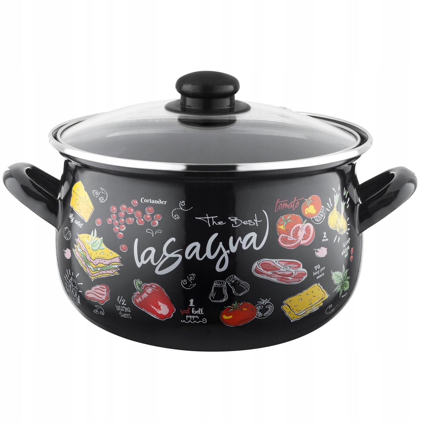 GARNEK EMALIOWANY LASAGNA 18 CM 3L EMALIA PLESZEW SZKLANA POKRYWKA