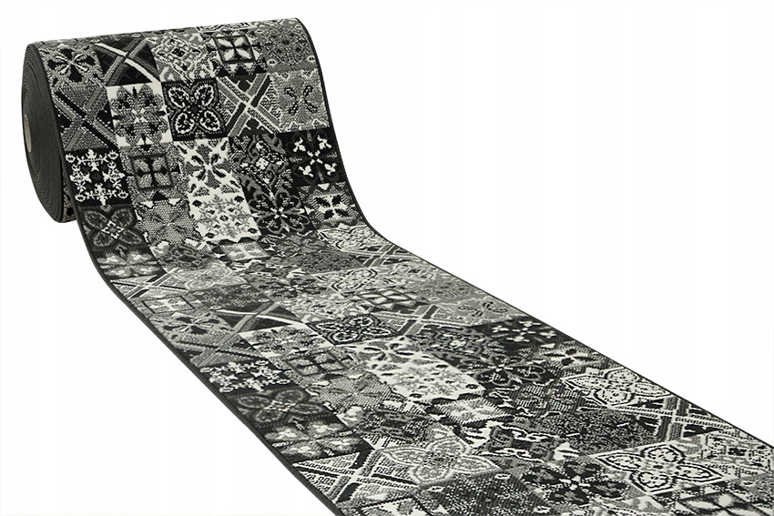

szer. 80 cm Szary Chodnik Dywan Patchwork Płytki