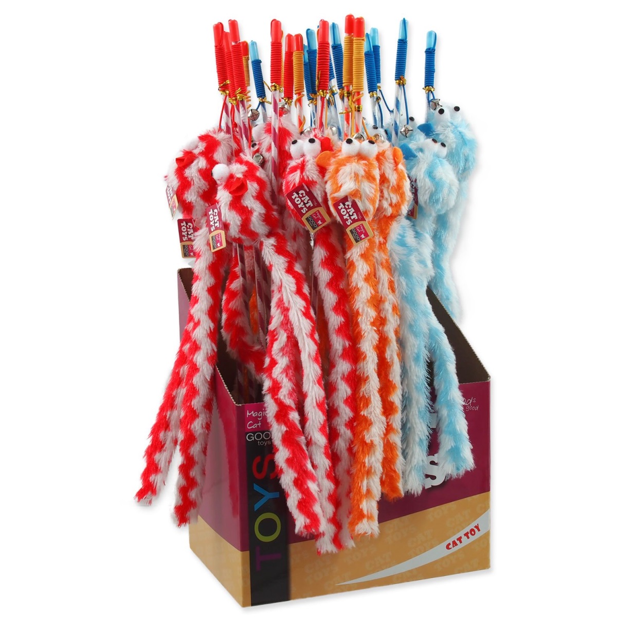 Levně Hračka Magic Cat šidítko myška bavlna s catnip 23cm+45cm 24ks