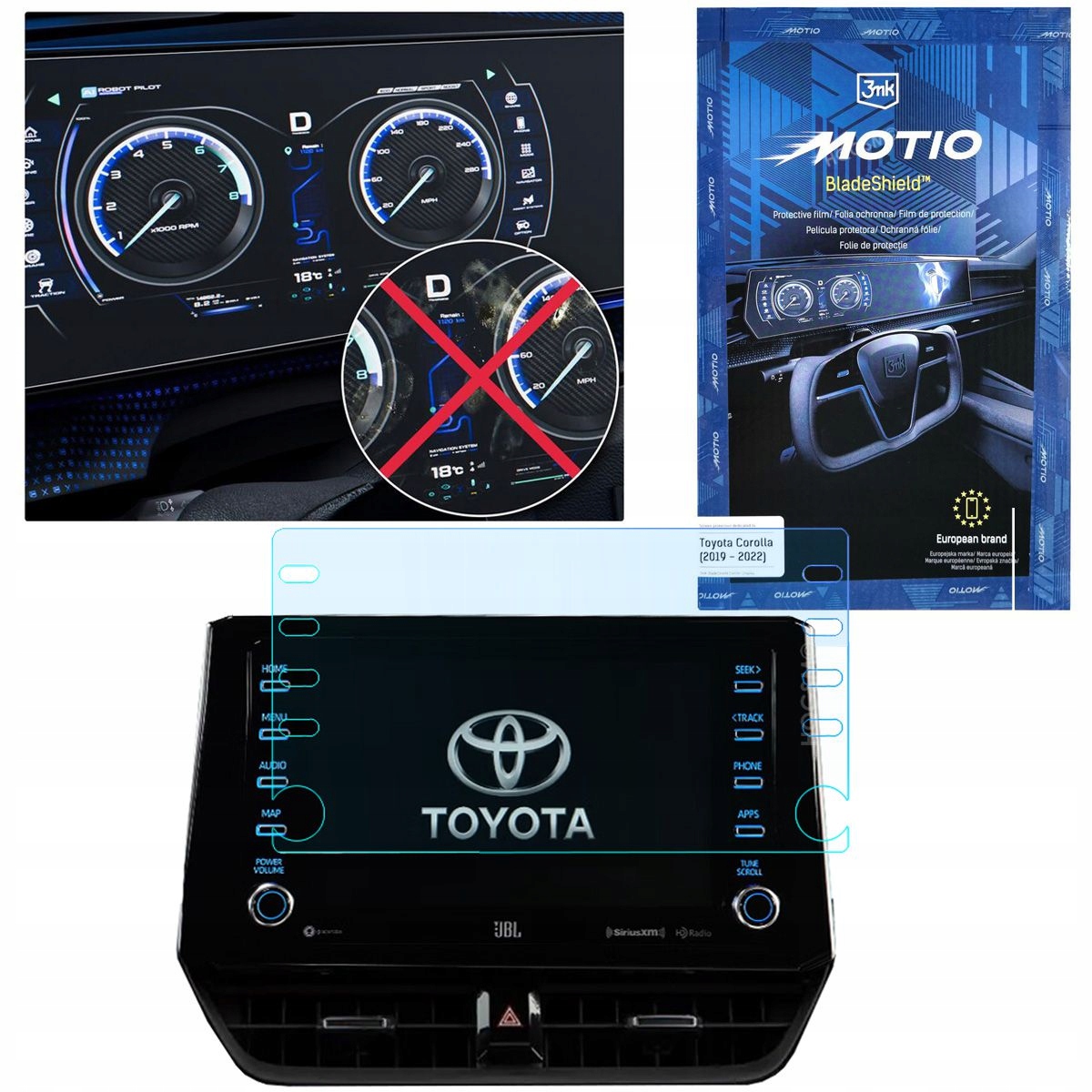 3mk BladeShield Matná Fólie na displej pro Toyota Corolla 8" (2019-2022)