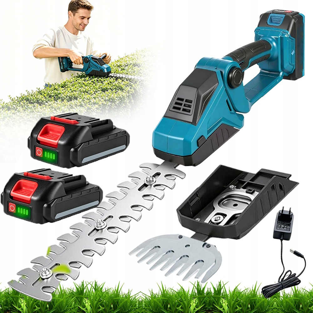 Nůžky Trávy Živého Plotu Akumulátorové Keře 21 V 2000 mAh Vyměnitelná Čepel