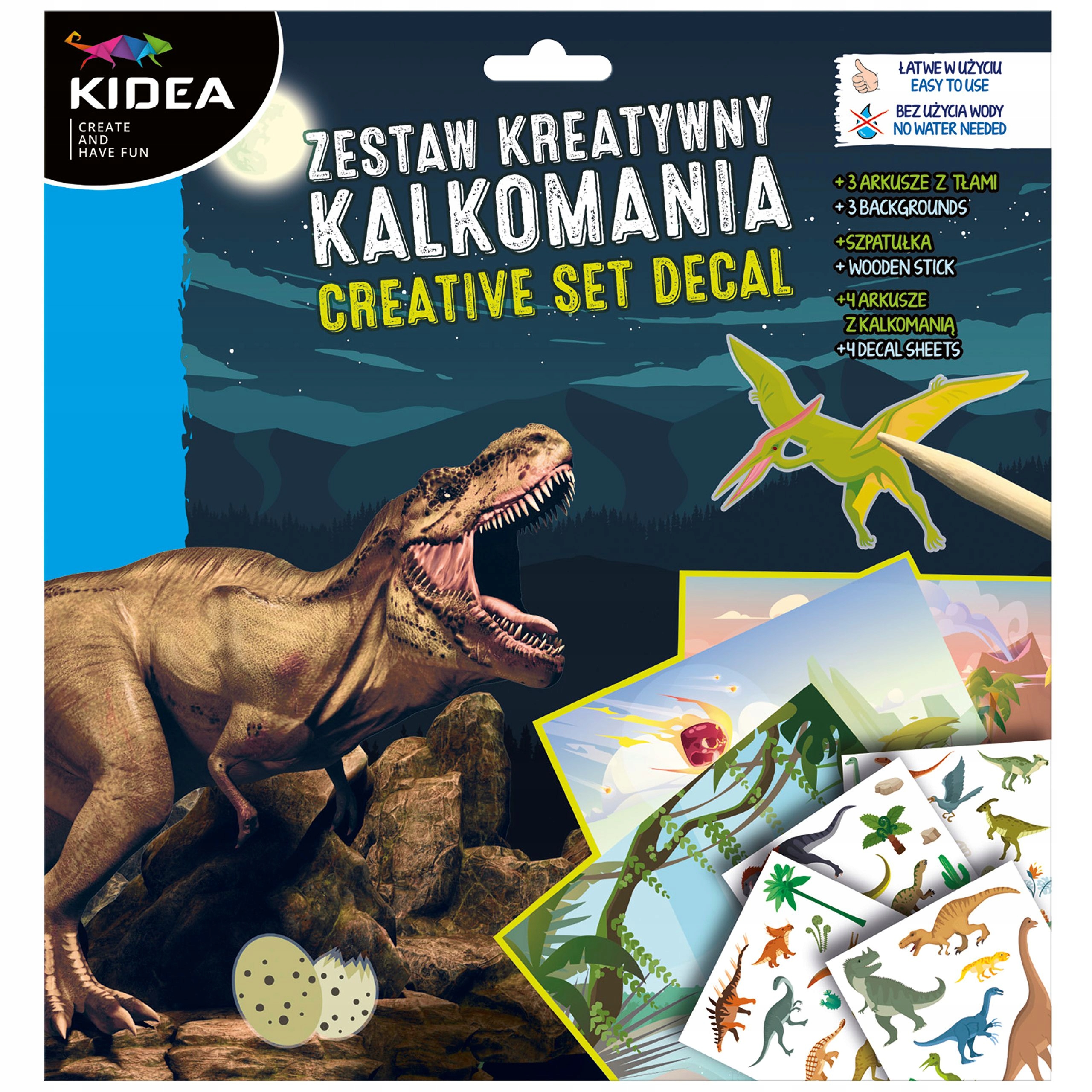 

Zestaw Kreatywny Kalkomania Dinozaury Kidea
