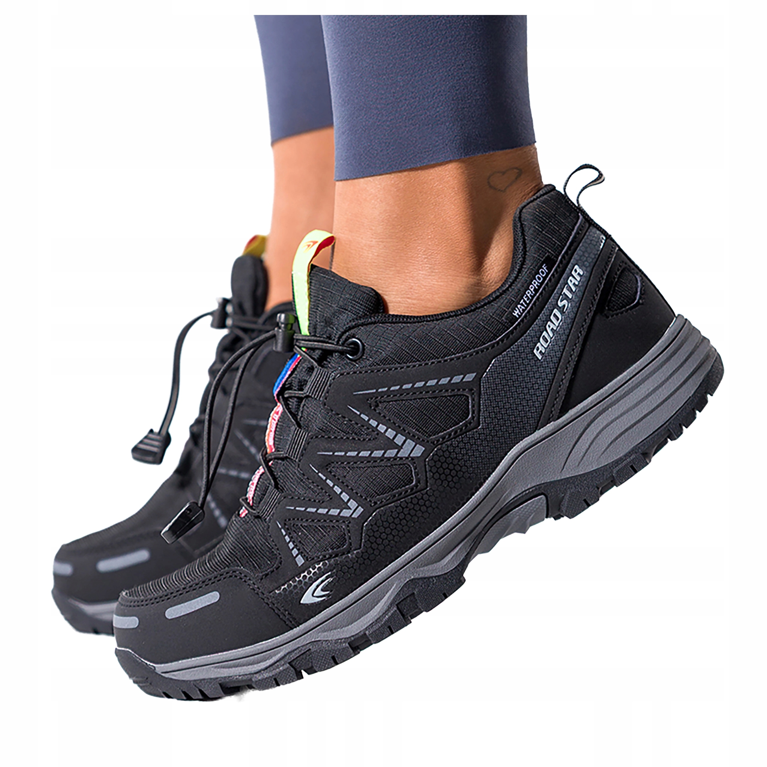 Černé Trekingové Boty Dámské Elastické Šňůrky Pohodlné Sportovní velikost 38