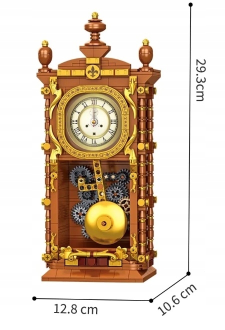 Klocki Zegar Vintage z Ruchomym Wahadłem | Model Retro | 751el | (751PCS) Typ klocki konstrukcyjne