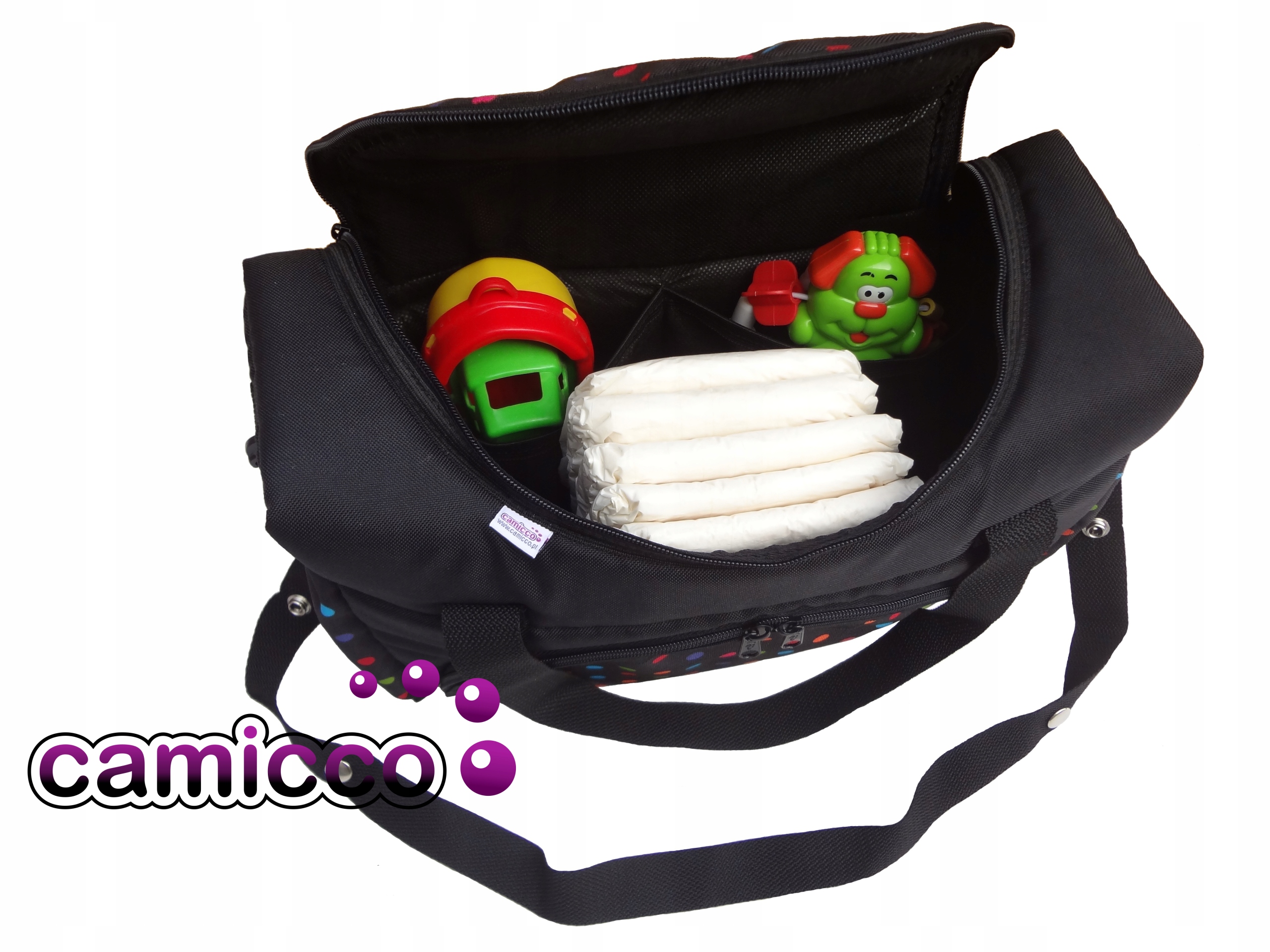 POJEMNA TORBA do WÓZKA + zaczepy torby wózków DUŻA na spacery z paskiem PL Wysokość 30 cm