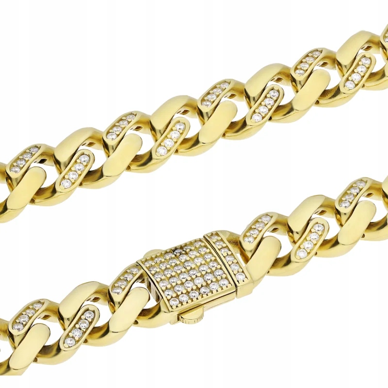 Řetízek zlatý 585 osázený bílými zirkony efektní 36.53 g R42