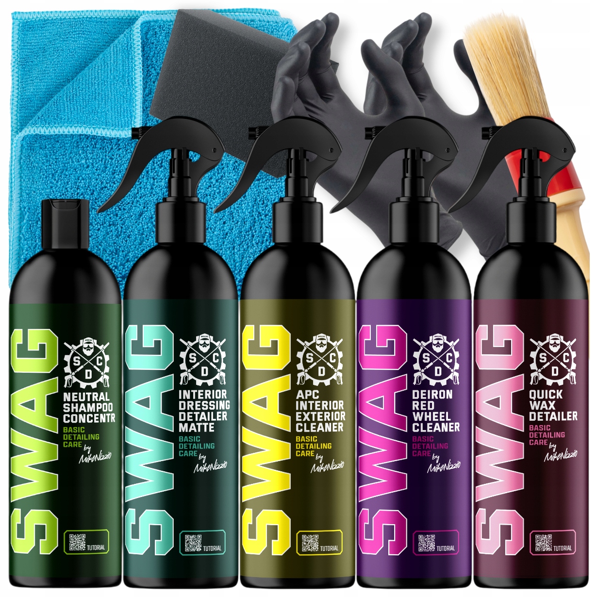 SWAG 5x 500ml DUŻY ZESTAW KOSMETYKÓW DO DETAILINGU AUTA + AKCESORIA PREZENT