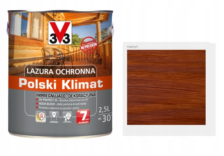 

V33 Lazura Ochronna 7 Lat 5L Mahoń Polski Klimat