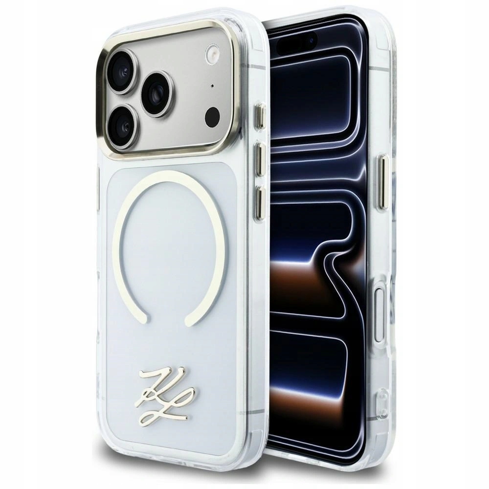 Pouzdro Karl Lagerfeld IML Kl Script Logo MagSafe na iPhone 17 Pro průsvitné