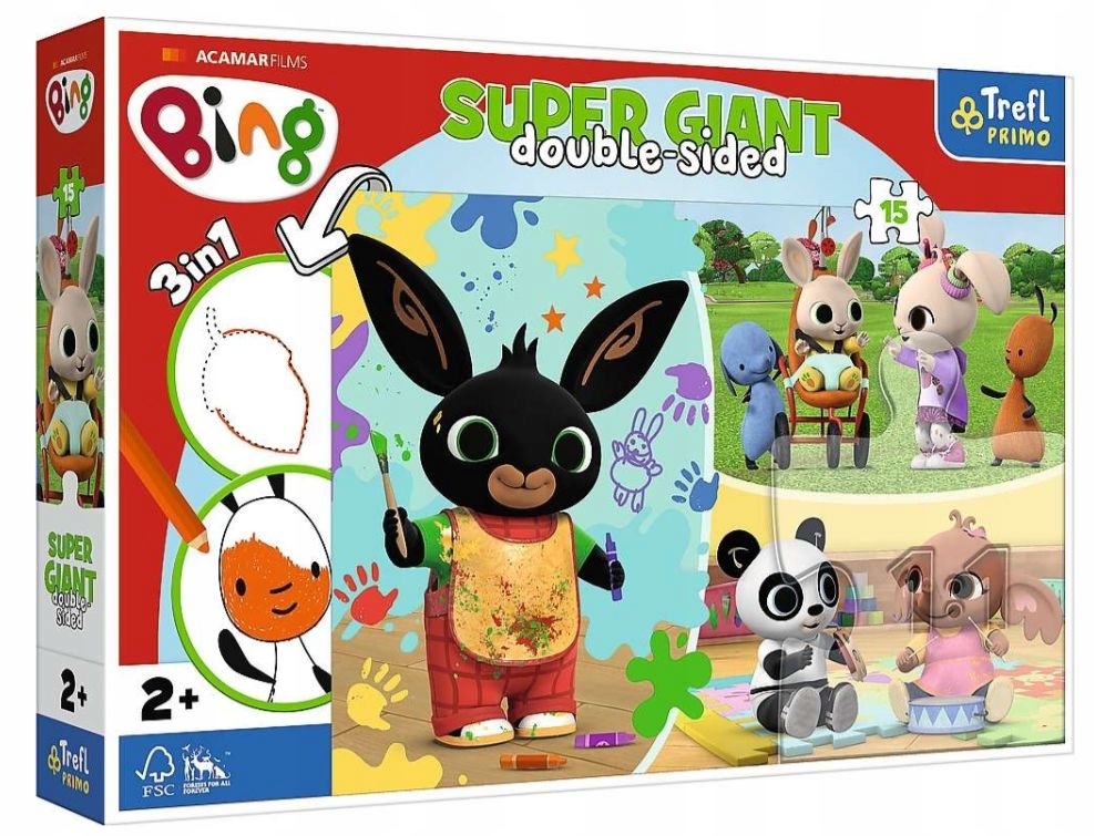 Puzzle Wesoły Dzień Binga Super Gigant 15 Elementów Królik Bing 2+