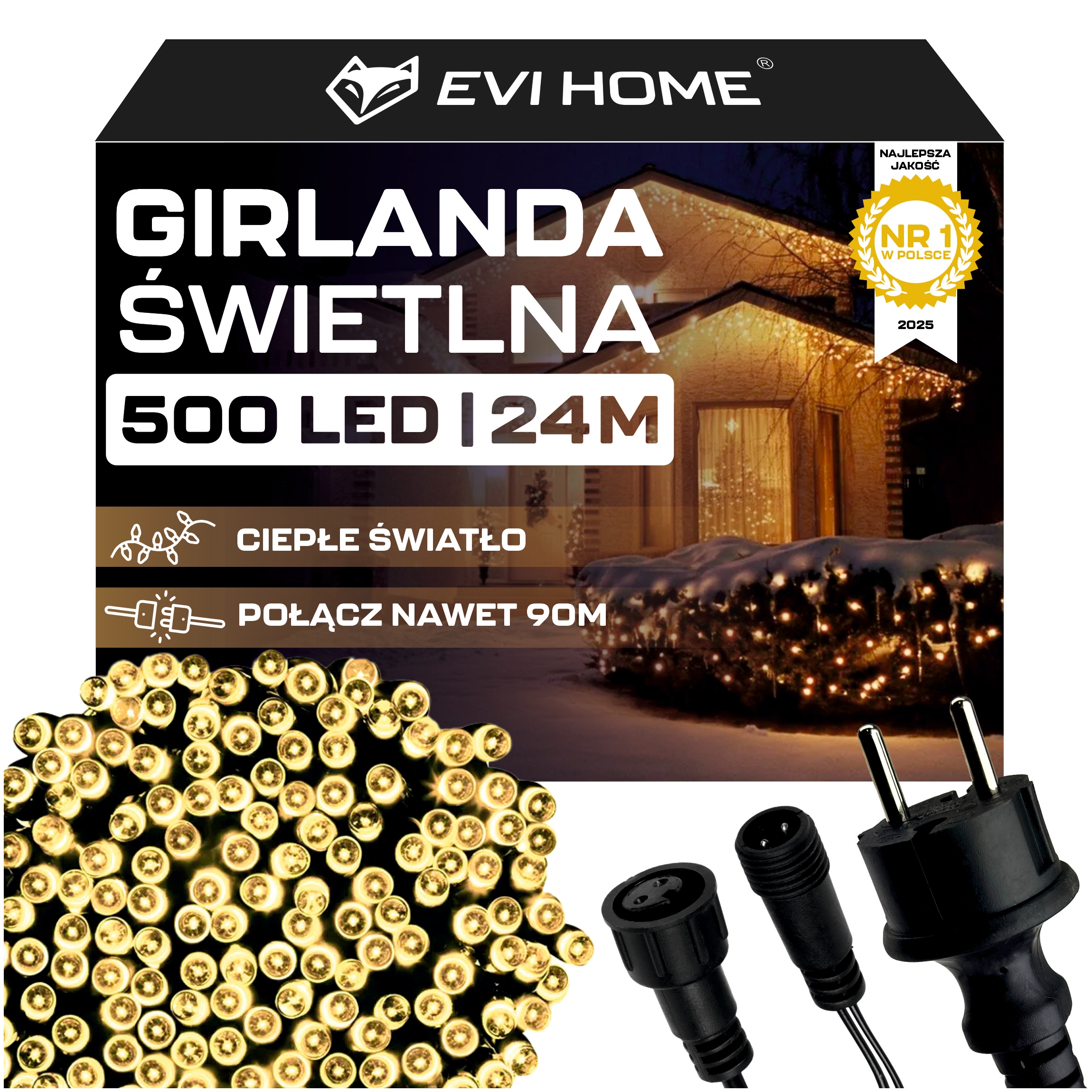 Venkovní Osvětlení 500 Led Rampouchů 24M Girlanda Vánoční Světelný Závěs XL