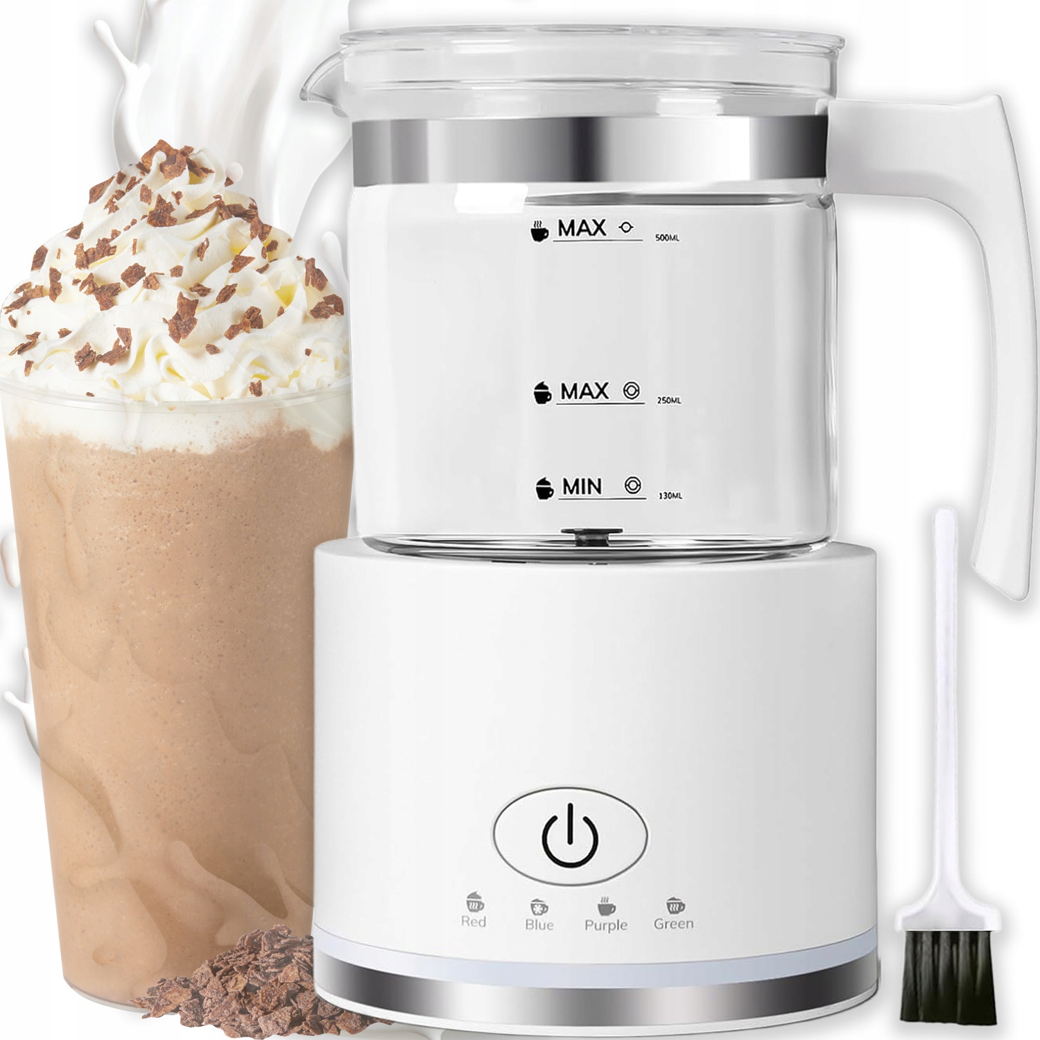 Elektrický Napěňovač Mléka Skleněný 500 ML 4 Režimy Bezpečný V Myčce Nádobí