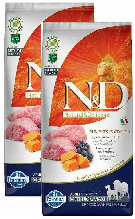 Farmina N&d Pumpkin Adult Medium & Maxi Lamb z jagnięciną dla psa 2x12kg