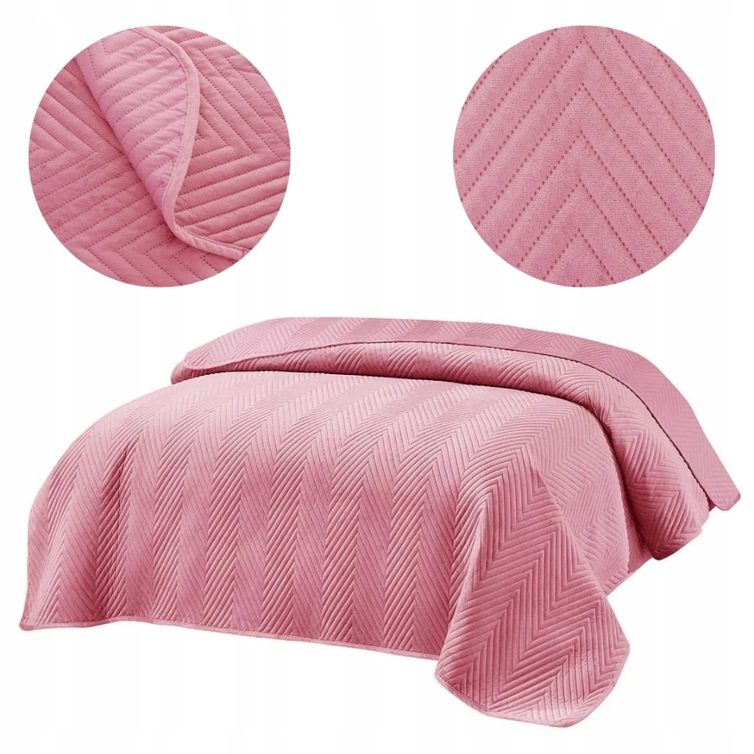 Přehoz 200x220 lisovaný velurový Dekorativní Elegantní Pudrová Růžová