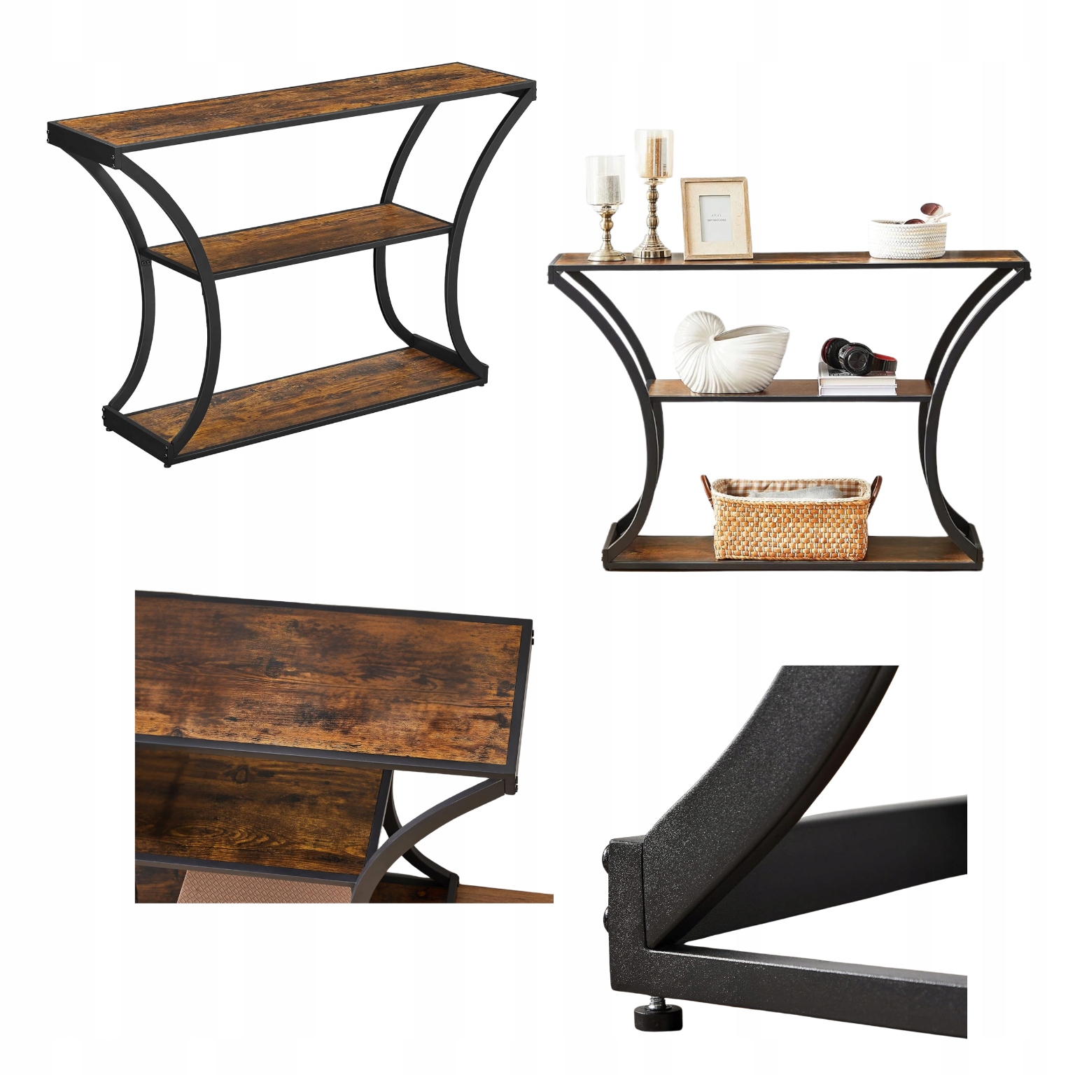 Lavica Vasagle obdĺžniková 120 x 30 x 80 cm, odtiene hnedej farby