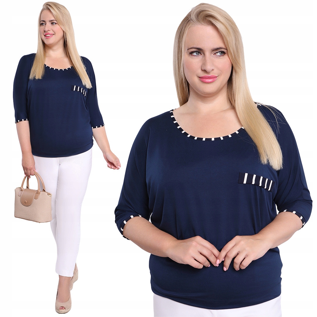 Tmavě modrá pruhovaná halenka 50