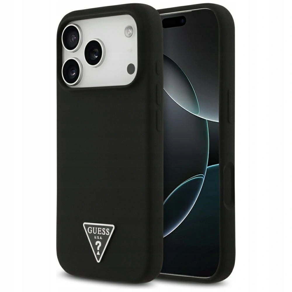Pouzdro Guess Silicone Triangle Logo MagSafe pro Apple iPhone 17 Pro, černé